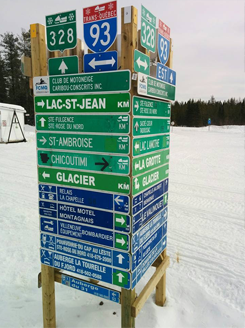 Snowmobile Tours Saguenay, QC, Canada| Ontario Snowcruises, LTD | Ice Falls Sign